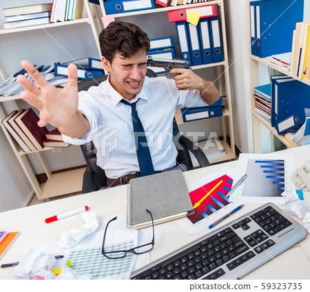 Busy frustrated businessman angry in the office 59323735