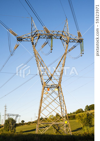 High voltage transmission lines. High voltage transmission lines. 59323971