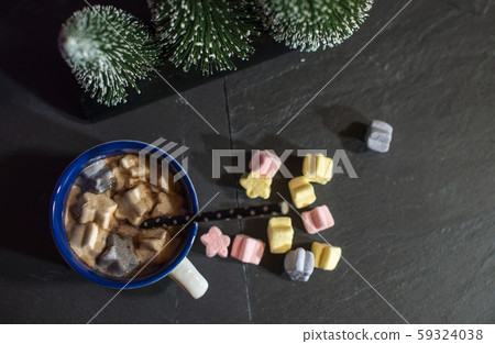 Cup with milk and Marshmallow for christmas 59324038