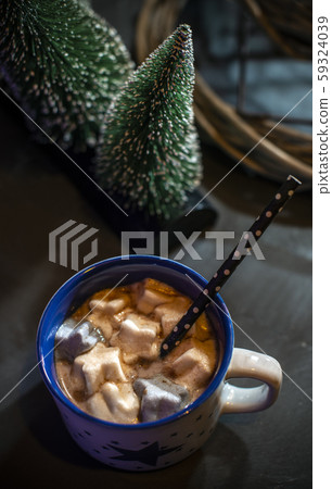 Cup with milk and Marshmallow for christmas 59324039