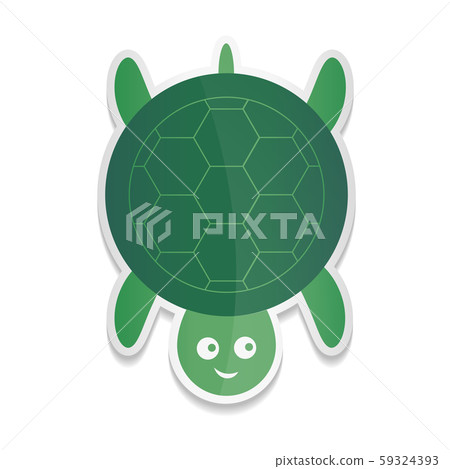 Vector sticker cartoon illustration of a cute smiling happy turtle character 59324393
