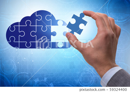 Concept of cloud computing with jigsaw puzzle Concept of cloud computing with jigsaw puzzle 59324400