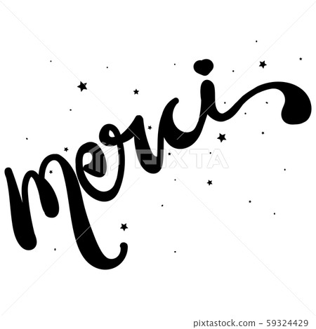 Thank you in french language. Merci card. Illustration Merci font Thank you in french language. Merci card. Illustration Merci font 59324429