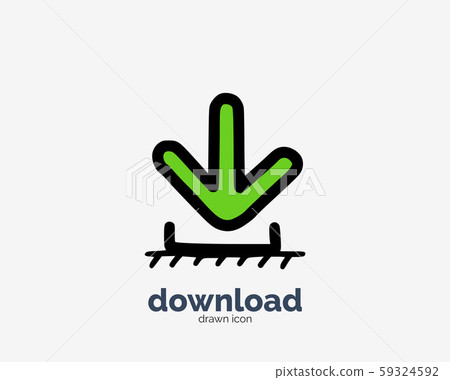 Hand drawn doodle download button icon design 59324592