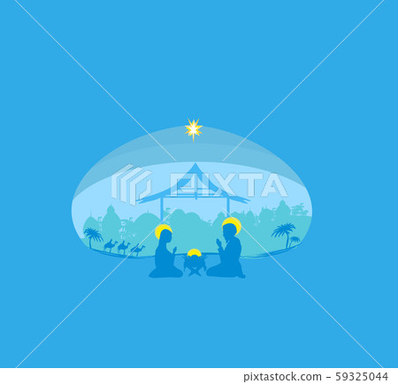 Birth of Jesus in Bethlehem, abstract card Birth of Jesus in Bethlehem, abstract card 59325044