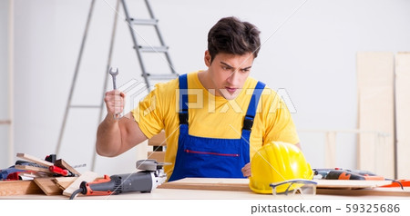 Floor repairman disappointed with his work 59325686