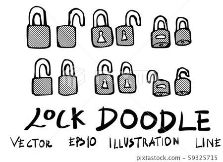 Set of Lock doodle illustration Hand drawn Sketch 59325715