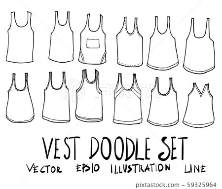 Set of vest illustration Hand drawn doodle Sketch - Stock Illustration ...