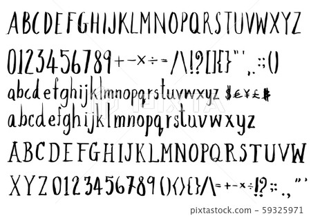 Set of Font brush illustration Hand drawn Sketch - Stock Illustration ...