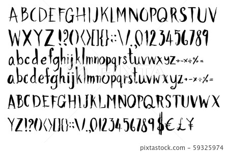 Set of Font brush illustration Hand drawn Sketch - Stock Illustration ...