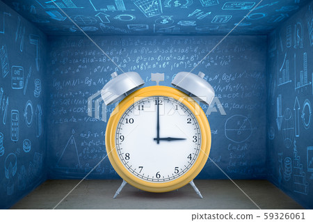 3d rendering or yellow alarm clock on blue math... - Stock Illustration  [59326061] - PIXTA