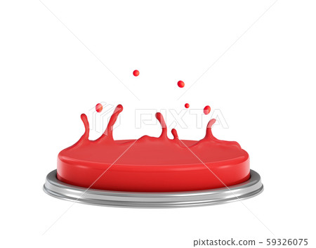 3d side close-up rendering of red alarm button melting on top, melted plastic heading upwards as if 59326075