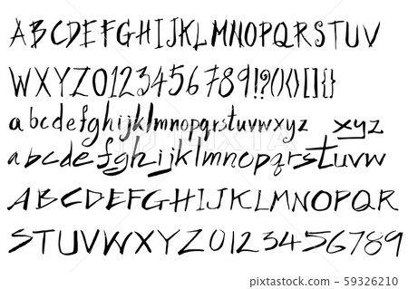 Set of Font brush illustration Hand drawn Sketch - Stock Illustration ...