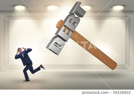 Businessman under the burden of debt and loan Businessman under the burden of debt and loan 59326602