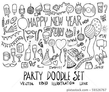 Party Doodle Line Art - Illustration