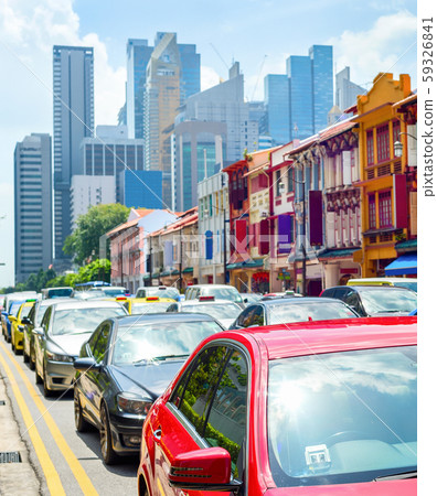 Car traffic street Singapore cityscape Car traffic street Singapore cityscape 59326841