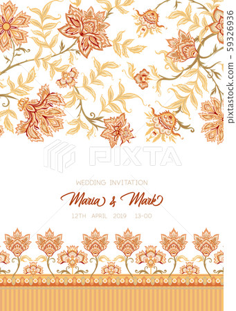 Ethnic pattern in kalamkari style, fantasy floral pattern. 59326936