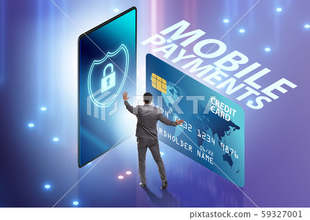 Concept of mobile payment with smartphone Concept of mobile payment with smartphone 59327001