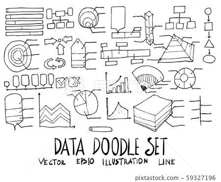 Set of Data illustration Hand drawn doodle Sketch - Stock Illustration ...