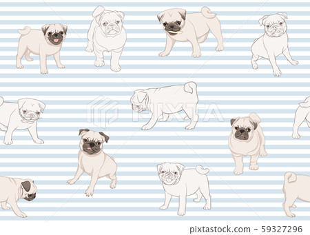Seamless pattern, background with pug dogs. 59327296