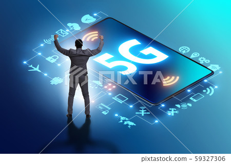 Businessman in 5g high internet speed concept 59327306