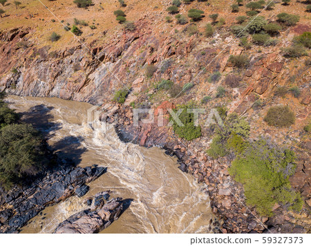 aerial Epupa Falls on the Kunene River in Namibia aerial Epupa Falls on the Kunene River in Namibia 59327373