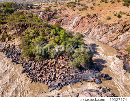 aerial Epupa Falls on the Kunene River in Namibia 59327374