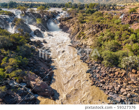 aerial Epupa Falls on the Kunene River in Namibia aerial Epupa Falls on the Kunene River in Namibia 59327376