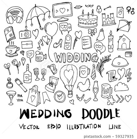 Set of wedding illustration Hand drawn doodle Set of wedding illustration Hand drawn doodle 59327935