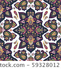 Indian colorful rug paisley ornament pattern design 59328012