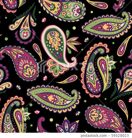 Indian colorful rug paisley ornament pattern design 59328023