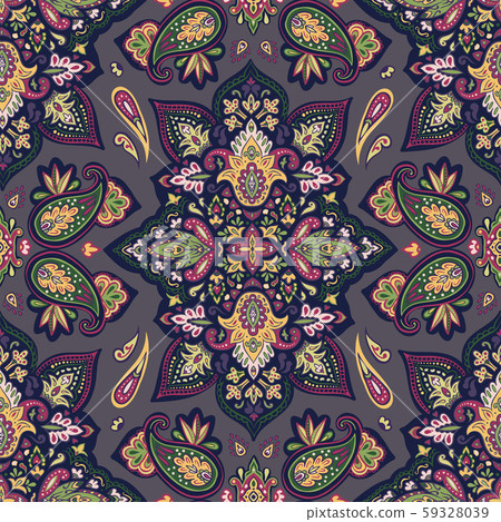 Indian colorful rug paisley ornament pattern design 59328039
