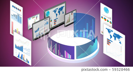 Various visualisation at trading environment - 3d rendering 59328466