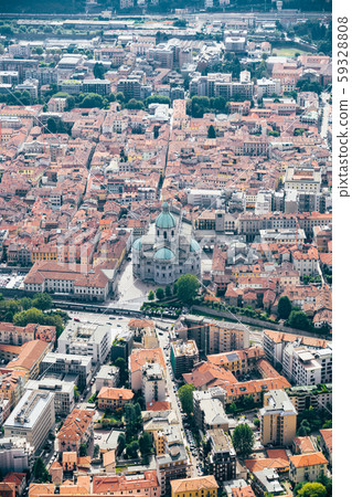 Panorama view on old city Como, Italy. Como, Italy. Fantastic aerial view on old city Como. Aerial 59328808