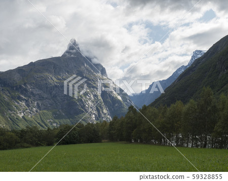 View on mountain massif Trolltindene, Troll wall View on mountain massif Trolltindene, Troll wall 59328855