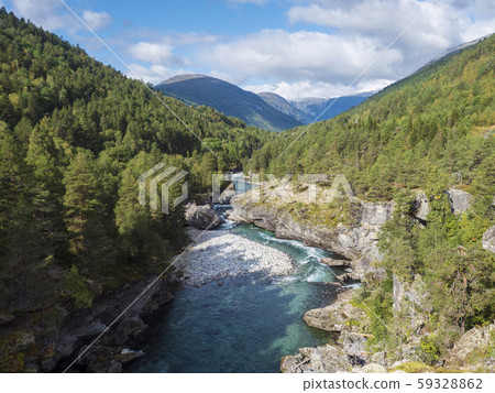 View on azure Rauma river canyon at Romsdalen 59328862