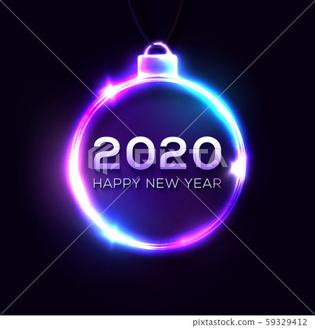 Happy New 2020 Year sign on dark blue background. 59329412