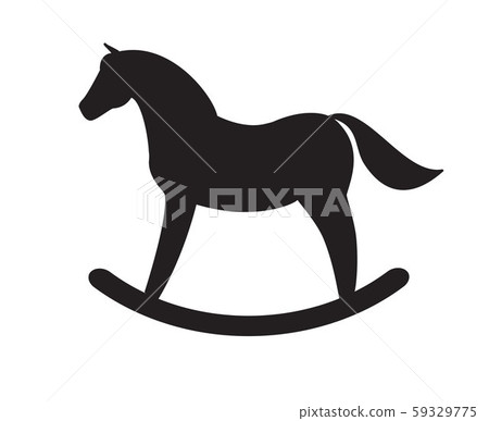 Vector black rocking horse silhouette toy 59329775