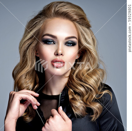 Beautiful blonde girl with  makeup in style smoky 59329801