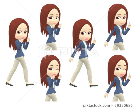 [Walking pose A] Female Casual Straight Side 59330685