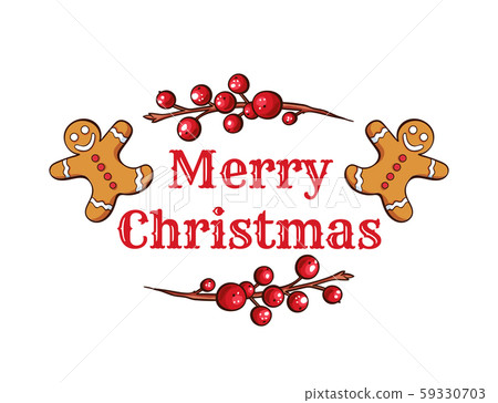 Merry Christmas vector greeting card template - Stock Illustration ...