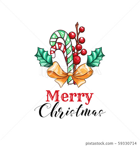 Merry Christmas vector greeting card template - Stock Illustration ...