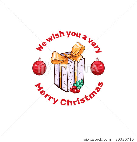 Merry Christmas vector greeting card template - Stock Illustration ...