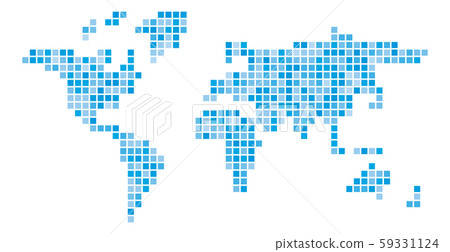 World map blue mosaic of small squares. Vector illustration 59331124