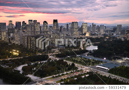 Tokyo cityscape in Japan overlooking Kasumigaseki's government district 59331479