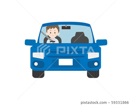 一名男子駕駛一輛汽車的插圖 59331866
