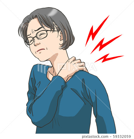 Elderly woman suffering from stiff shoulders 59332059