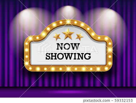 Cinema Theater and sign light up curtains purple Cinema Theater and sign light up curtains purple 59332153