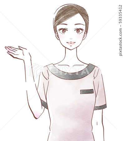 Esthetician guiding with the right hand 59335412