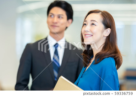 Business image Male employee Female employee Business meeting 59336759